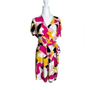 Nine West Multicolored V-neck Dress Size L
